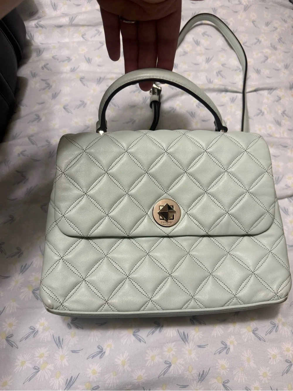 Kate Spade Quilted Crossbody Top-Handle Bag in Light Mint with Wallet